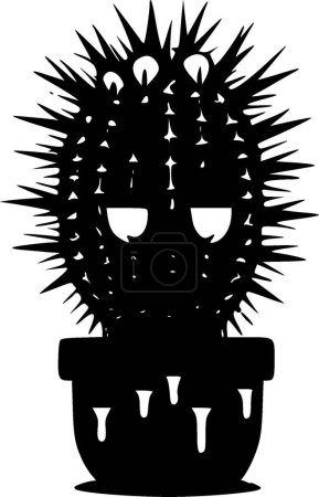 Cactus - icône isolée en noir et blanc - illustration vectorielle