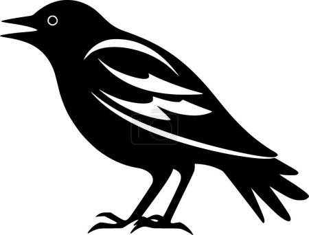 Cuervo - icono aislado en blanco y negro - ilustración vectorial