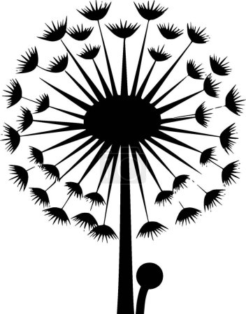 Illustration for Dandelion - black and white isolated icon - vector illustration - Royalty Free Image