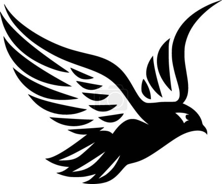 Paloma pájaro - icono aislado en blanco y negro - ilustración vectorial