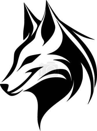 Fox - illustration vectorielle en noir et blanc