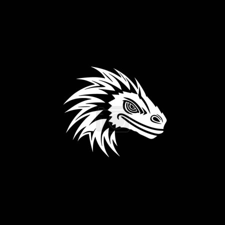 Iguana - black and white vector illustration