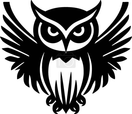 Illustration for Owl - black and white isolated icon - vector illustration - Royalty Free Image