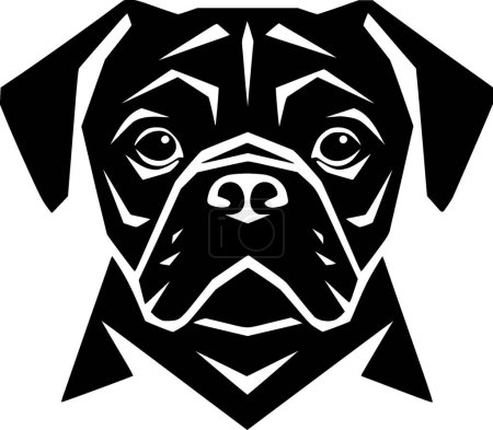 Illustration for Pug - black and white isolated icon - vector illustration - Royalty Free Image