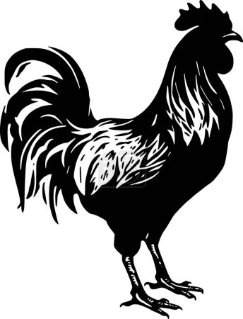 Ilustración de Gallo - icono aislado en blanco y negro - ilustración vectorial - Imagen libre de derechos