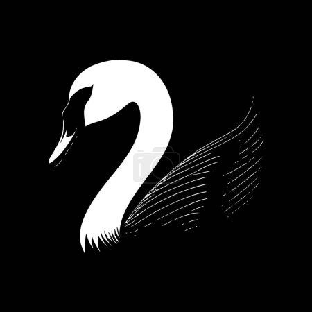 Illustration for Swan - black and white vector illustration - Royalty Free Image