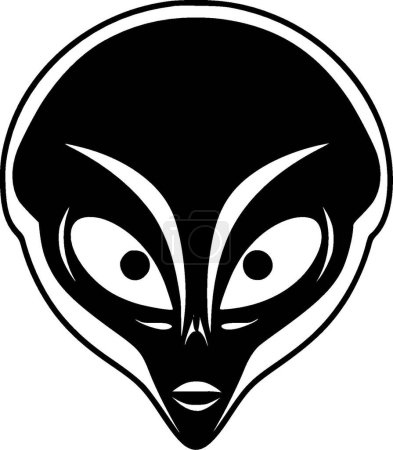 Alien - black and white vector illustration