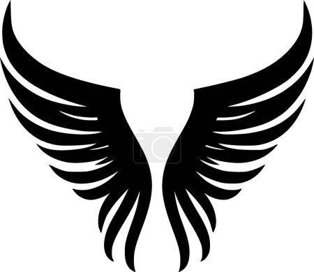Angel wings - black and white isolated icon - vector illustration