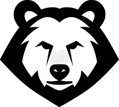 Ours - icône isolée en noir et blanc - illustration vectorielle