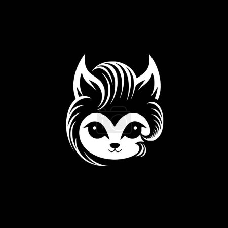 Cat - black and white isolated icon - vector illustration