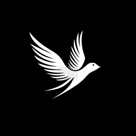 Colombe - icône isolée en noir et blanc - illustration vectorielle