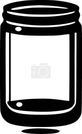 Glass can - black and white vector illustration
