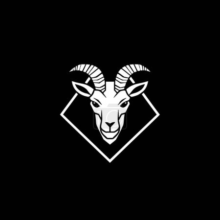 Chèvre - icône isolée en noir et blanc - illustration vectorielle
