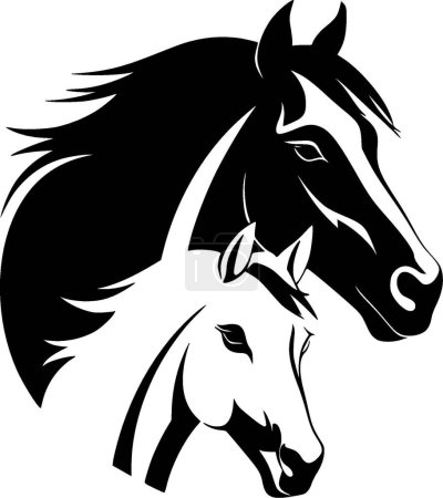 Pferde - minimalistisches und flaches Logo - Vektorillustration