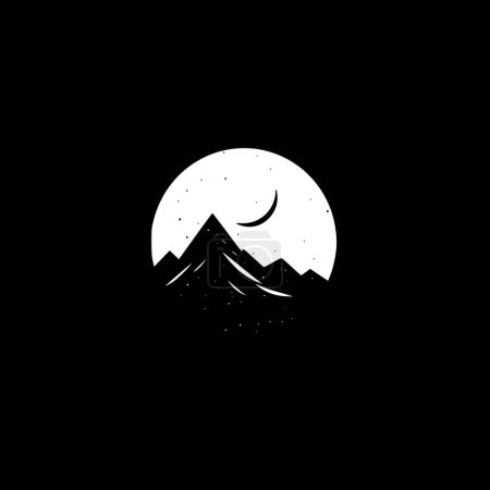 Moon - black and white vector illustration