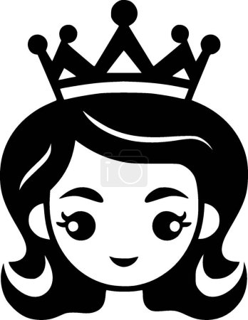 Princesse - icône isolée en noir et blanc - illustration vectorielle