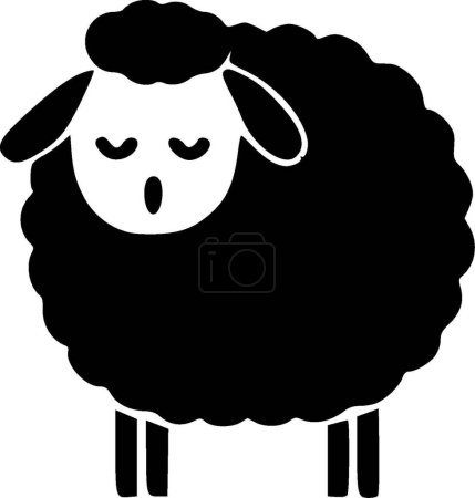 Sheep - black and white vector illustration
