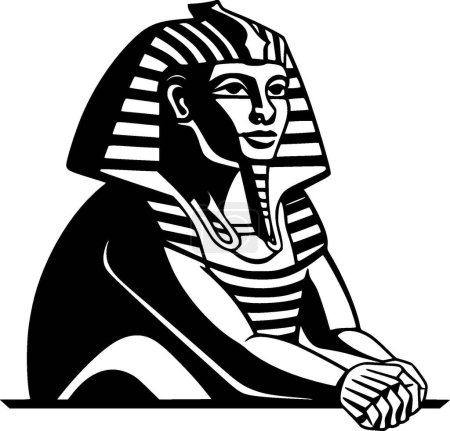 Téléchargez les illustrations : Sphinx - illustration vectorielle en noir et blanc - en licence libre de droit