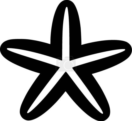 Estrella de mar - icono aislado en blanco y negro - ilustración vectorial