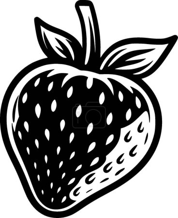 Strawberry - black and white vector illustration