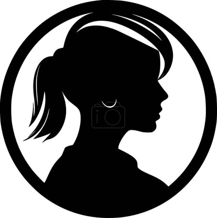 Girl - minimalist and simple silhouette - vector illustration