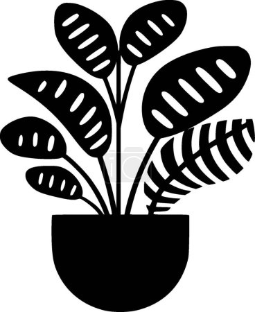 Plantes - icône isolée en noir et blanc - illustration vectorielle