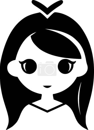 Princess - black and white isolated icon - vector illustration