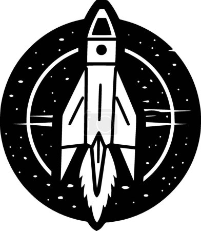 Illustration for Rocket - black and white isolated icon - vector illustration - Royalty Free Image