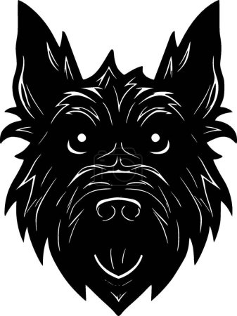 Scottish terrier - black and white isolated icon - vector illustration