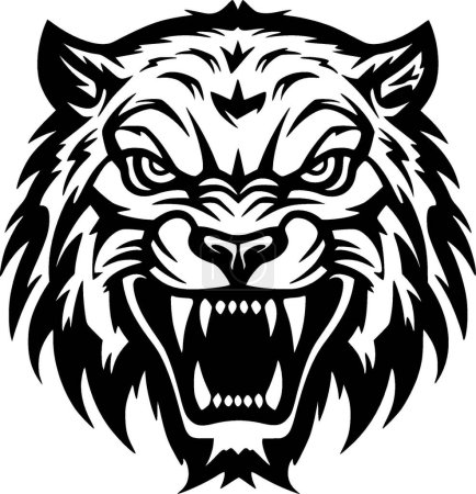 Tiger - black and white vector illustration