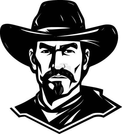 Western - black and white vector illustration
