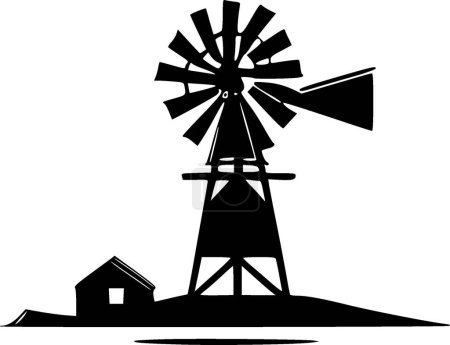 Windmühle - minimalistische und einfache Silhouette - Vektorillustration