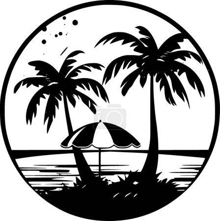 Ilustración de Playa - logo minimalista y plano - ilustración vectorial - Imagen libre de derechos