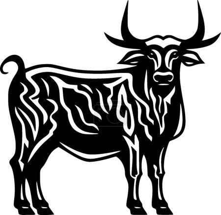 Bull - black and white vector illustration