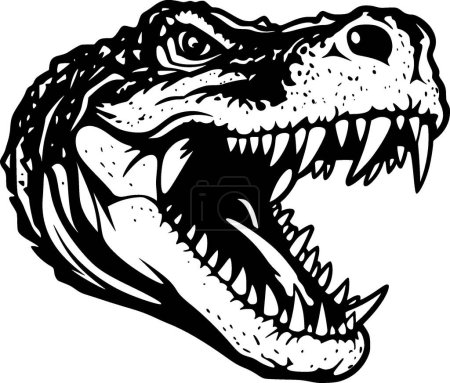 Crocodile - illustration vectorielle en noir et blanc