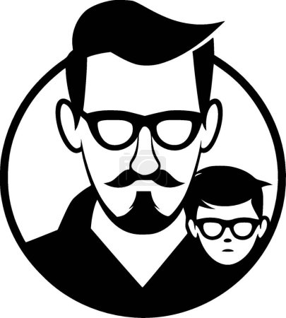 Father - black and white vector illustration