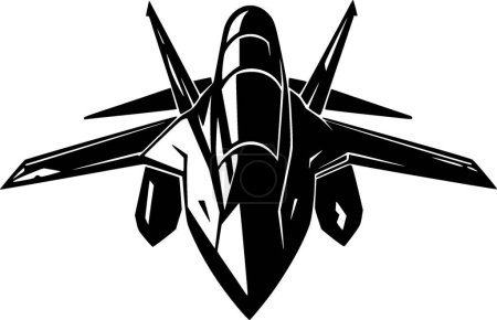 Illustration for Fighter jet - black and white isolated icon - vector illustration - Royalty Free Image