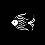 Goldfish - black and white vector illustration