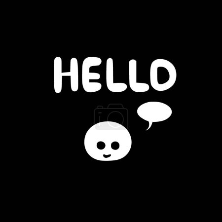 Hello - black and white isolated icon - vector illustration