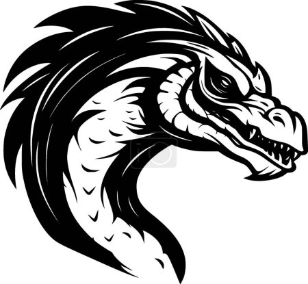 Komodo dragon - black and white isolated icon - vector illustration