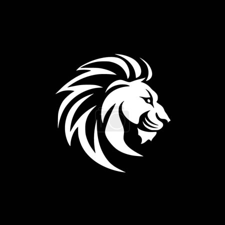 Lion - black and white vector illustration