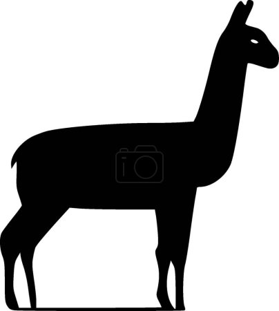 Llama - black and white isolated icon - vector illustration