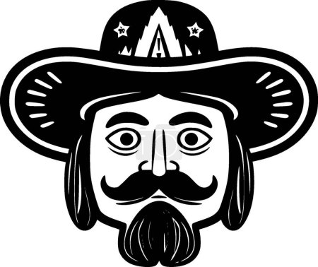 Mexicain - icône isolée en noir et blanc - illustration vectorielle