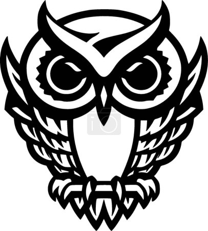 Illustration for Owl baby - black and white isolated icon - vector illustration - Royalty Free Image