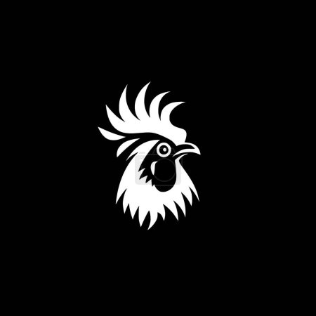 Rooster - black and white vector illustration