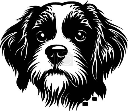 Terrier - black and white isolated icon - vector illustration