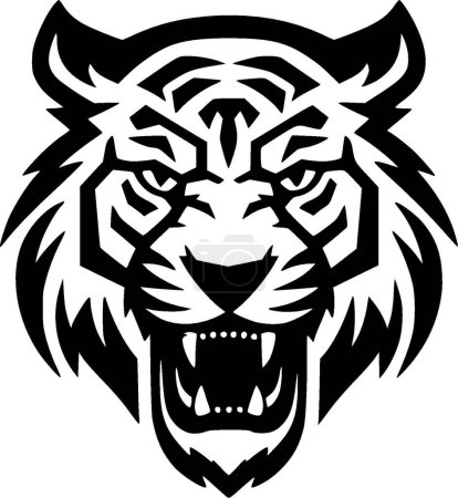 Tiger - schwarz-weiße Vektorillustration