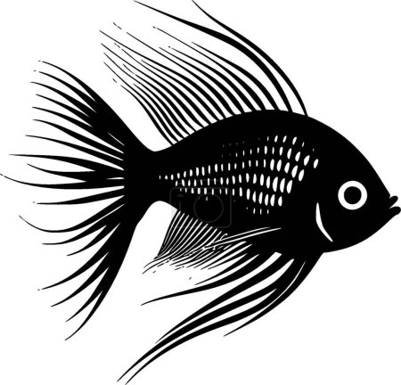 Angelfish - icono aislado en blanco y negro - ilustración vectorial