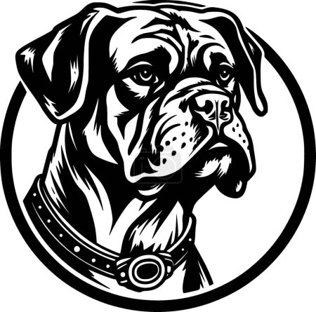 Boxer - ilustración vectorial en blanco y negro