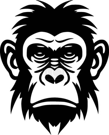 Ilustración de Chimpancé - ilustración vectorial en blanco y negro - Imagen libre de derechos